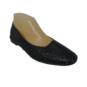 Botkier Mandy Black Leather Laser Cut Ballet Flats